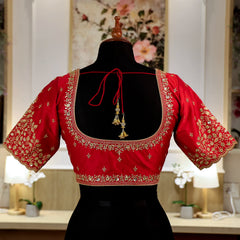 Dark Red Round-Neck with Zari work Blouse