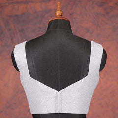 Silver Square V-Neck Blouse- Akshayi