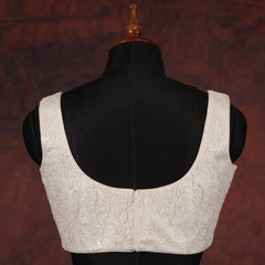 Off White Round-Neck Blouse with Embroidery work - Akshayi