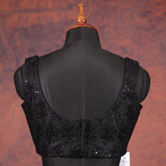 Black Round-Neck Blouse with Embroidery work - Akshayi