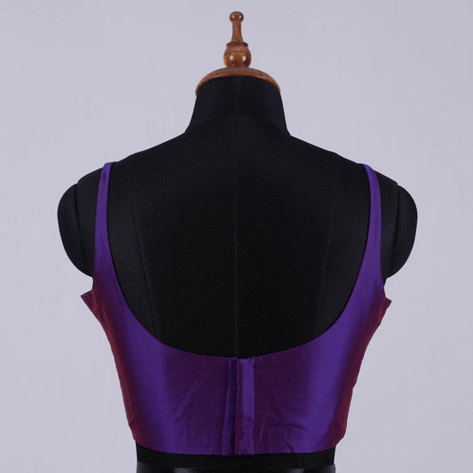 Purple Sleeveless Blouse with Round Neck - Adi Akshoy & Co.