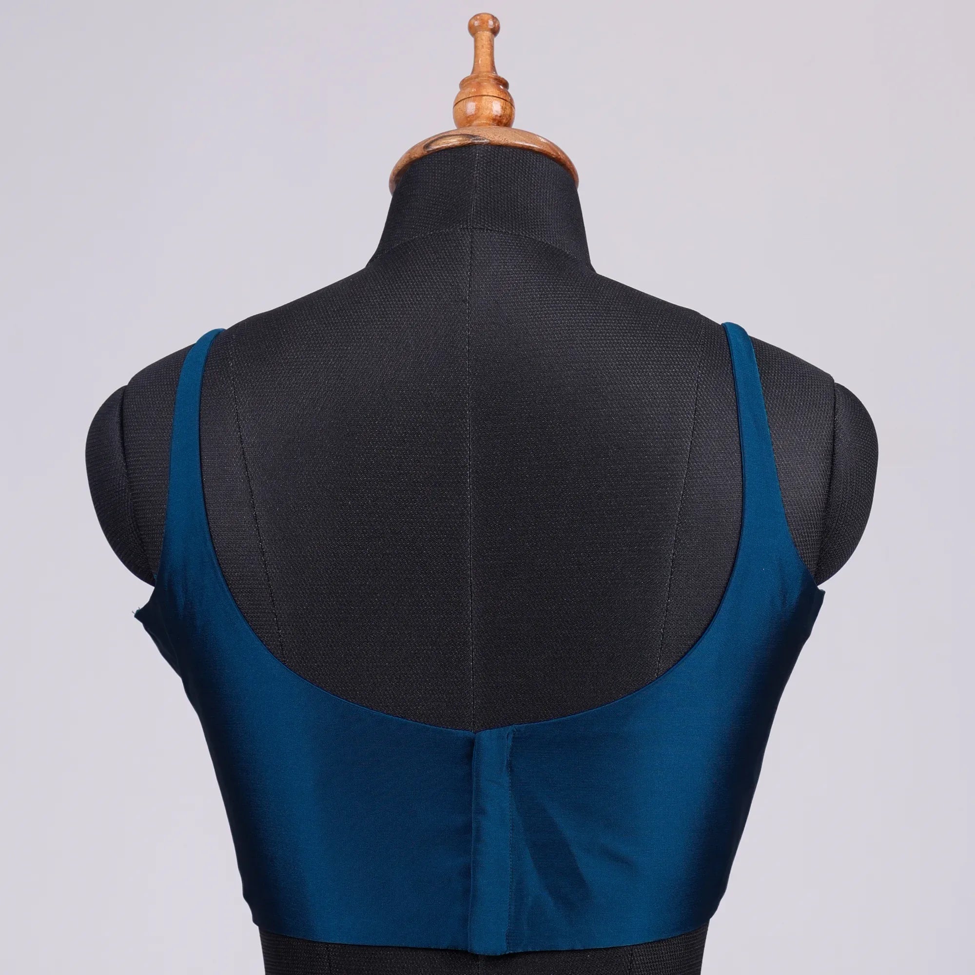 Firoza Blue Sleeveless Blouse with Round Neck - Adi Akshoy & Co.
