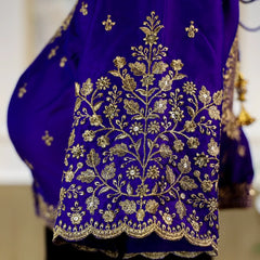 Royal Blue Round-Neck with Zari work Blouse