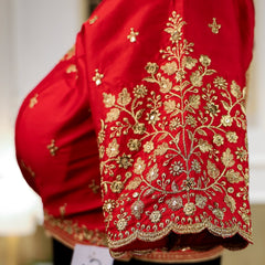 Dark Red Round-Neck with Zari work Blouse