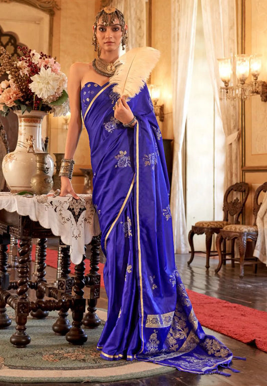 Purple Mashru Silk Saree with Blouse Piece