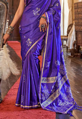 Cross Purple Mashru Silk Saree with Blouse Piece