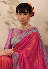 Rani Pink Kanjivaram Silk Saree with Blouse Piece - Adi Akshoy & Co.