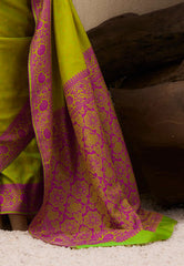 Parrot Green Kanjivaram Silk Saree with Blouse Piece - Adi Akshoy & Co.