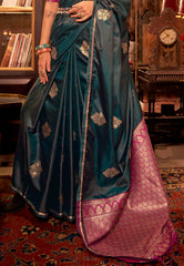 Cross Bottle Green Mashru Silk Saree with Blouse Piece