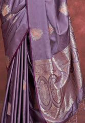 Mauve Mashru Silk Saree with Blouse Piece