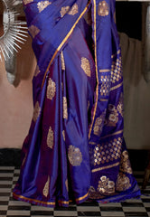 Cross Purple Mashru Silk Saree with Blouse Piece