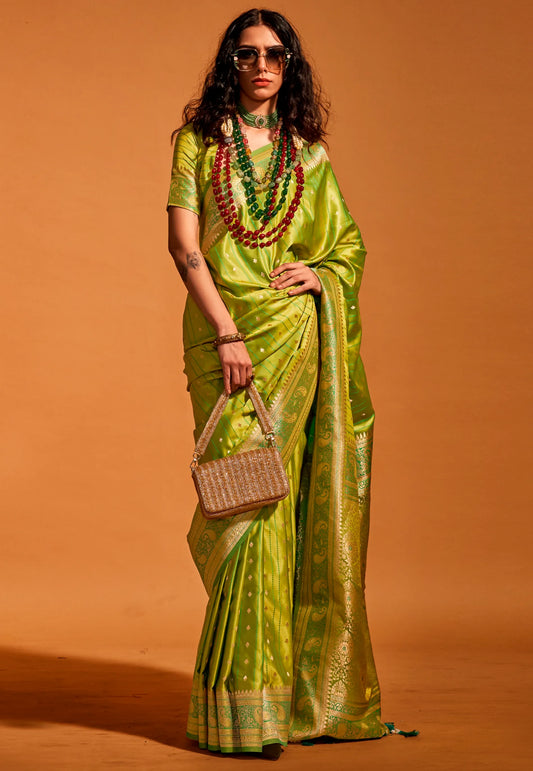 Green Kanjivaram Silk Saree With Blouse Piece