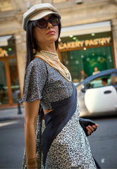 Black & White Ajrakh Print Modal Silk Saree With Blouse Piece - Adi Akshoy & Co.
