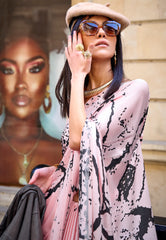 Baby Pink Modal Silk Saree With Blouse Piece