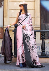 Baby Pink Modal Silk Saree With Blouse Piece