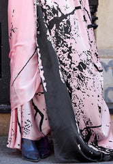 Baby Pink Modal Silk Saree With Blouse Piece