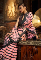 Peach Modal Silk Saree With Blouse - Adi Akshoy & Co.Piece
