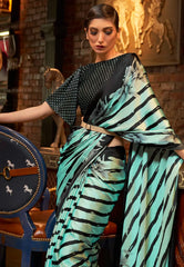 Sea Green Modal Silk Saree With Blouse Piece- Adi Akshoy & Co.