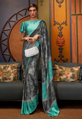 Black Modal Silk Saree With Blouse Piece- Adi Akshoy & Co.