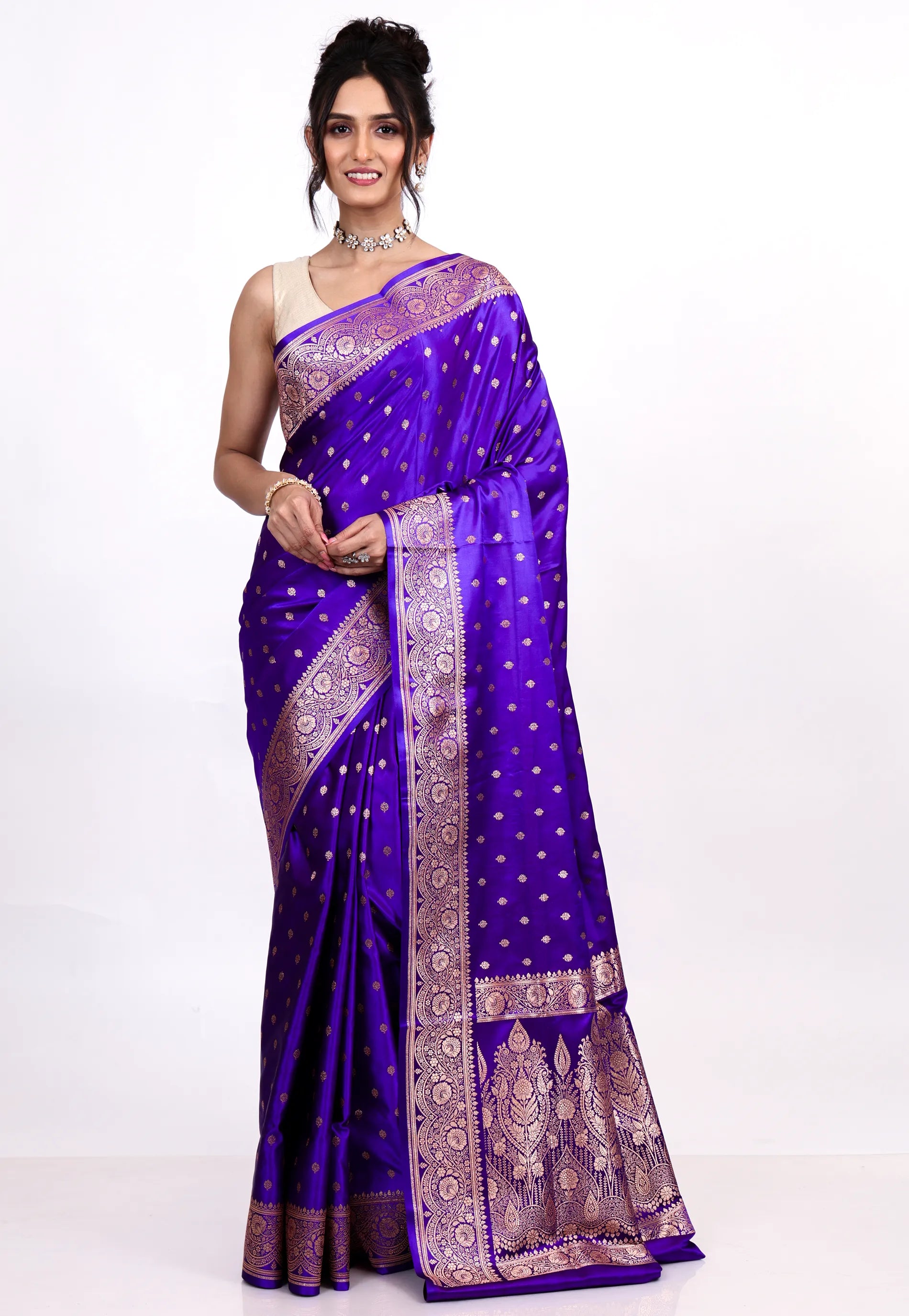 Purple Wedding Banarasi Silk Saree with Blouse Piece - Adi Akshoy & Co.