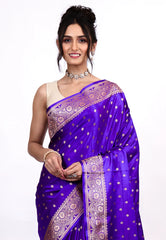 Purple Wedding Banarasi Silk Saree with Blouse Piece - Adi Akshoy & Co.