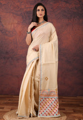 Tussar Colour Kantha Silk Saree With Blouse Piece - Adi Akshoy & Co.