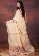 Tussar Colour Kantha Silk Saree With Blouse Piece - Adi Akshoy & Co.