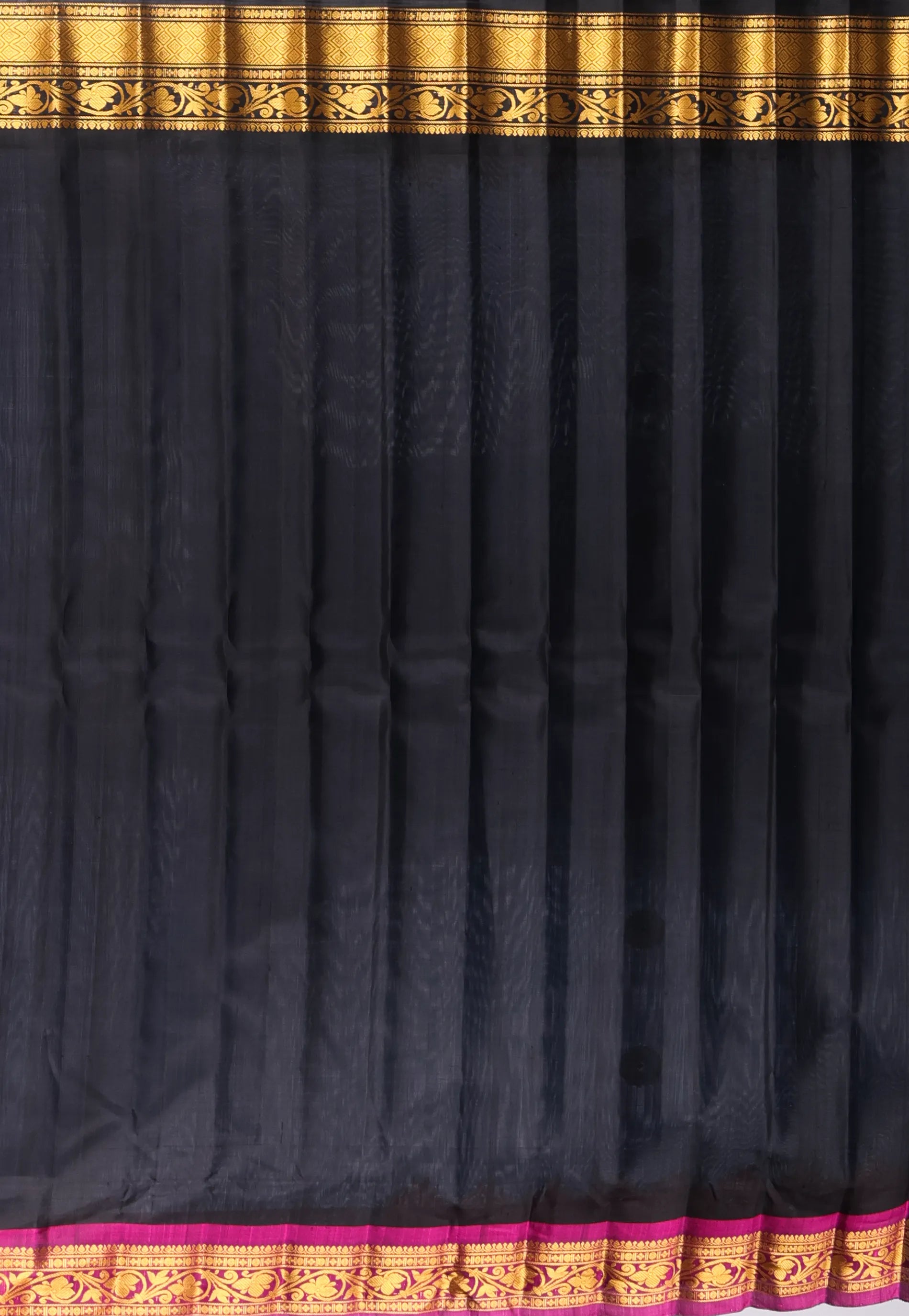 Aqua Blue with Golden Black Border Pure Gadwal Silk Saree With Blouse Piece - Adi Akshoy & Co.