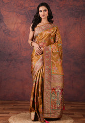 Cross Brown Kani Silk Saree With Blouse Piece - Adi Akshoy & Co.