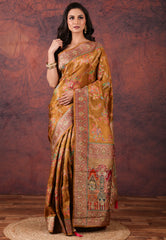Cross Brown Kani Silk Saree With Blouse Piece - Adi Akshoy & Co.