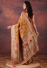 Cross Brown Kani Silk Saree With Blouse Piece - Adi Akshoy & Co.