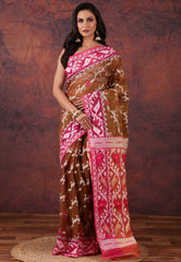 Brown Dhakai Jamdani Cotton Saree without Blouse Piece - Adi Akshoy & Co.