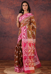 Brown Dhakai Jamdani Cotton Saree without Blouse Piece - Adi Akshoy & Co.