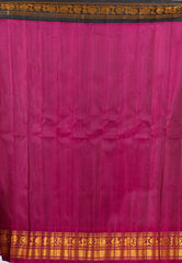 Light Pink checks with Magenta Golden Border Gadwal Pure Silk Saree With Blouse Piece - Adi Akshoy & Co.