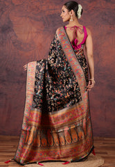 Black Kani Silk Saree With Blouse Piece - Adi Akshoy & Co.