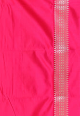 Rani Pink Shikargah Katan with Golden Zari work Silk Saree With Blouse Piece - Adi Akshoy & Co.