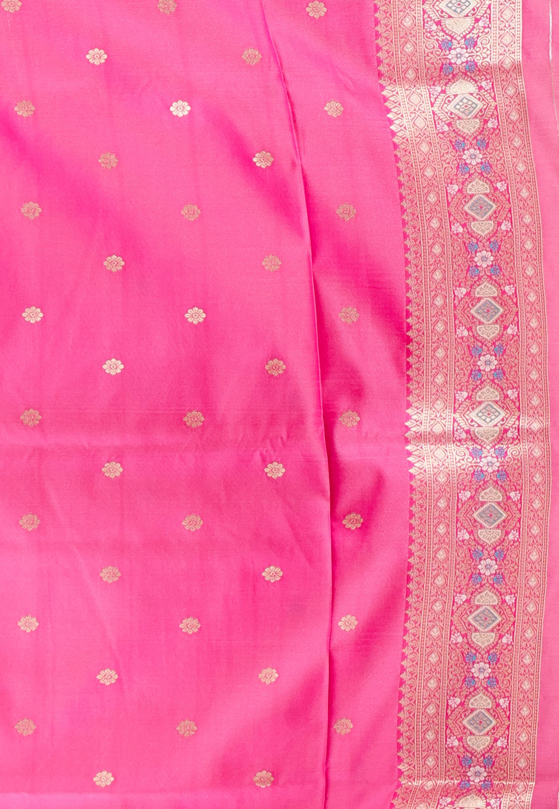 Beige Mashru with Rani Border Silk Saree with Blouse Piece - Adi Akshoy & Co.