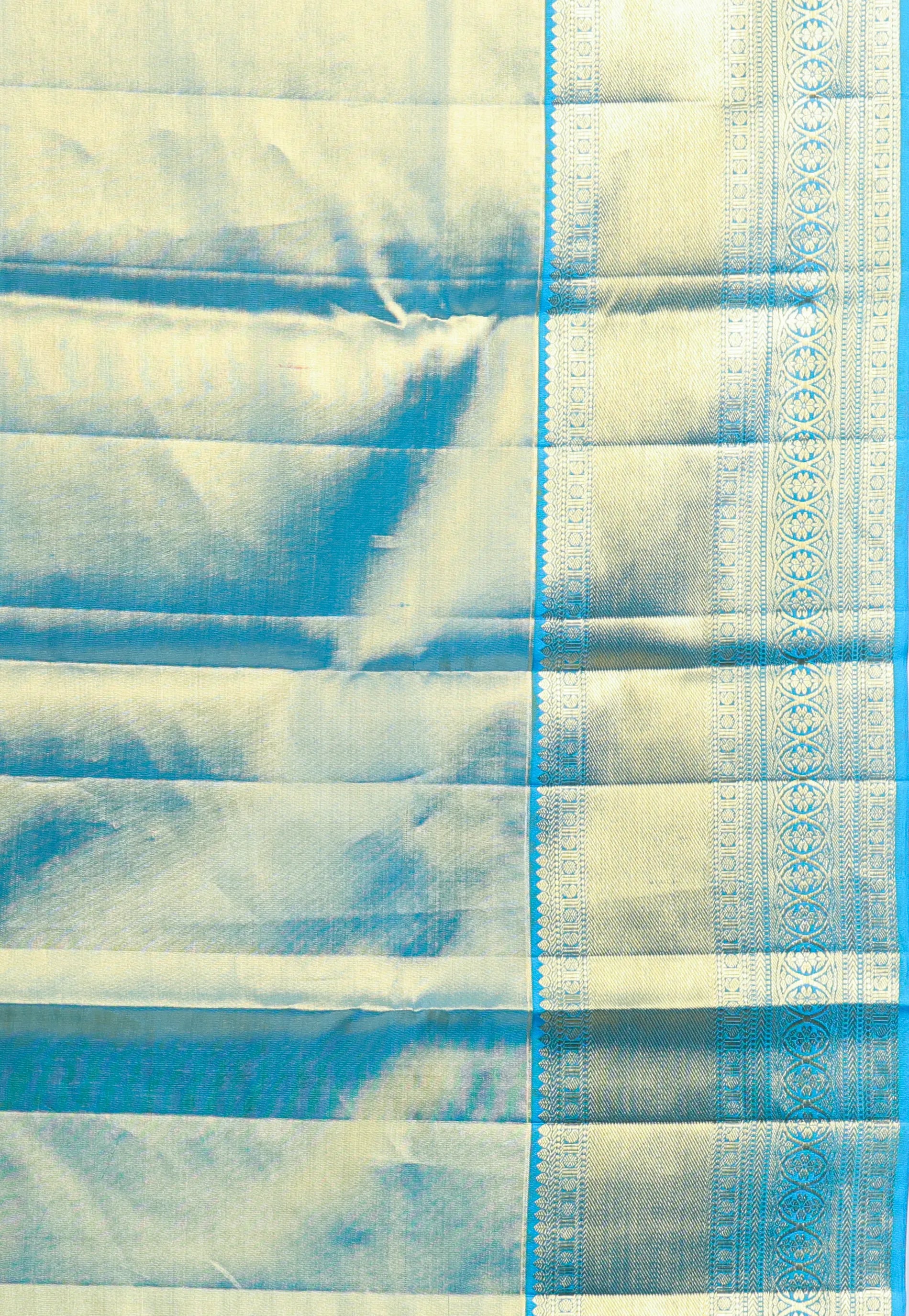 Rama Green Tissue Kanjivaram Pure Silk Saree With Blouse Piece - Adi Akshoy & Co. - Adi Akshoy & Co.