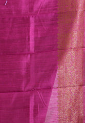 Magenta Pure Tussar Silk Border with Blouse Piece - Adi Akshoy & Co.