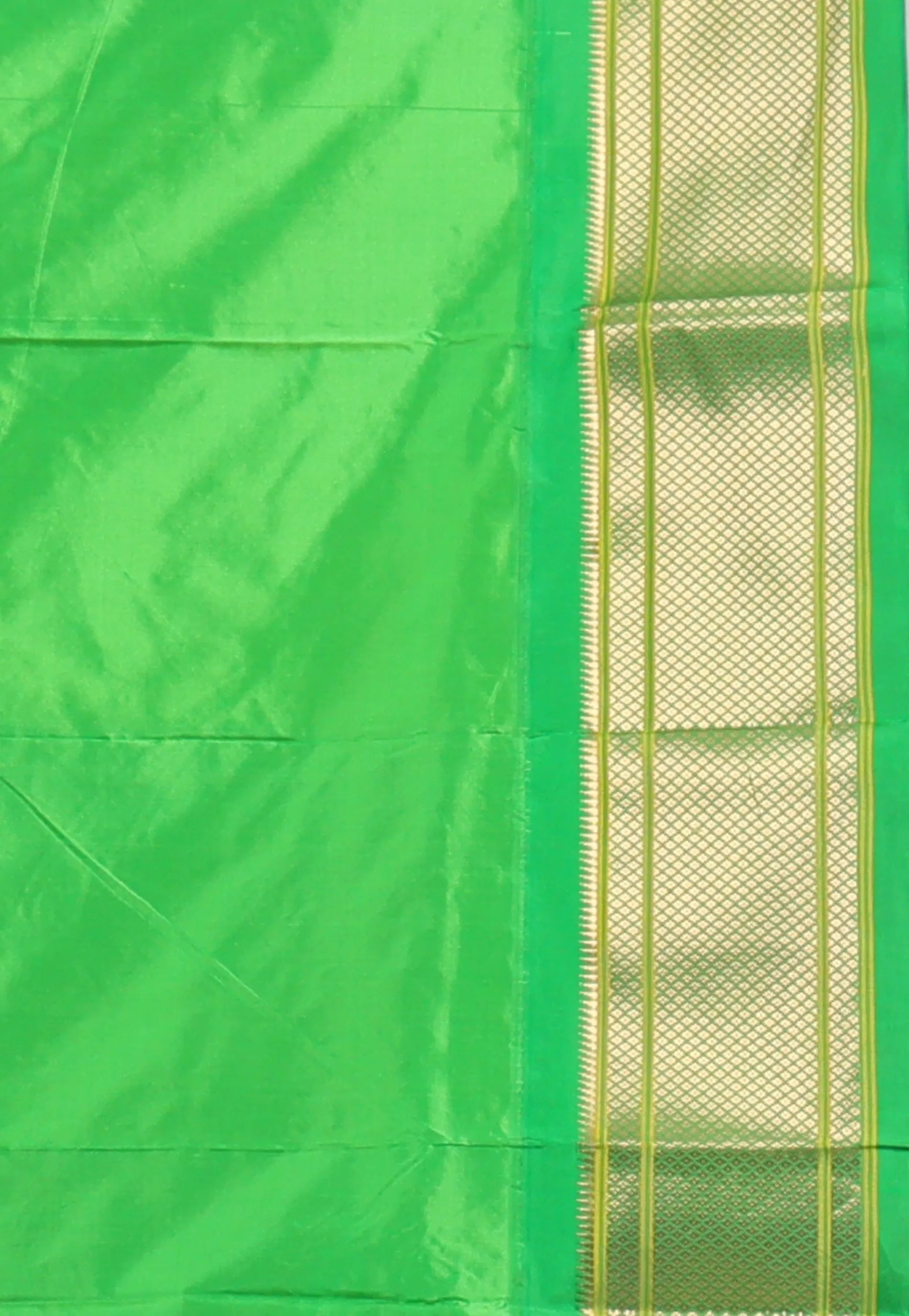 Dual Shades of Purple & Blue with Green Border Pure Paithani Silk Saree With Blouse Piece - Adi Akshoy & Co.