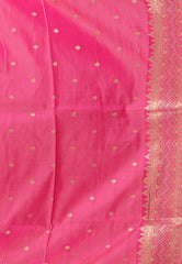 Beige with Rani Border Kanjivaram Silk Saree With Blouse Piece - Adi Akshoy & Co.