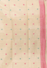 Beige with Rani Border Tussar Silk Saree with Blouse Piece - Adi Akshoy & Co.