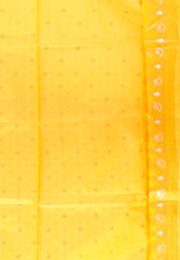 White with Yellow Border Baluchari Silk Saree with Blouse Piece - Adi Akshoy & Co.