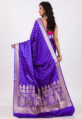 Purple with Zari work Wedding Banarasi Saree with Blouse Piece - Adi Akshoy & Co.