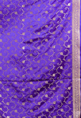 Purple with Zari work Wedding Banarasi Saree with Blouse Piece - Adi Akshoy & Co.