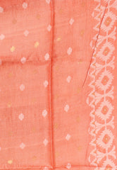 Peach Colour Pure Tussar Dhakai Jamdani Saree with Blouse Piece - Adi Akshoy & Co.