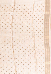 Floral Cream Color Mashru Silk Saree with Blouse Piece - Adi Akshoy & Co.