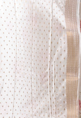 White Floral Digital Print Mashru Silk Saree with Blouse Piece - Adi Akshoy & Co.