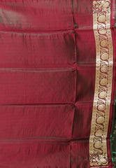 Wine Colour with Golden Zari work Wedding Banarasi Saree with Blouse Piece - Adi Akshoy & Co.