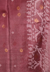 Maroon Pure Tussar Dhakai Jamdani Saree with Blouse Piece - Adi Akshoy & Co.
